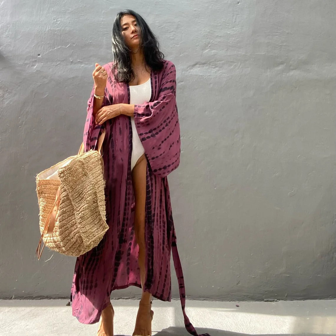 Tie Dye Maxi Kimono Cover-Up