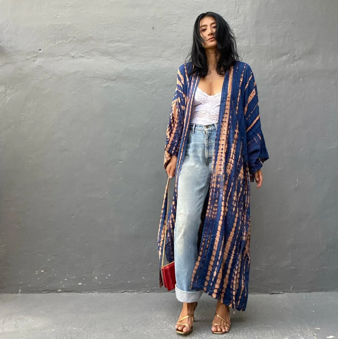 Tie Dye Maxi Kimono Cover-Up