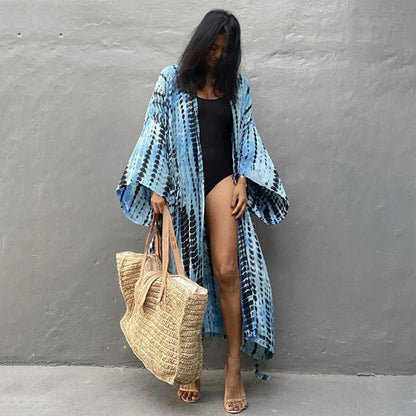 Tie Dye Maxi Kimono Cover-Up