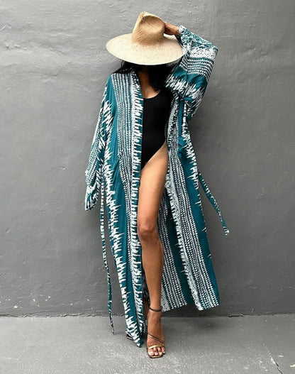 Tie Dye Maxi Kimono Cover-Up