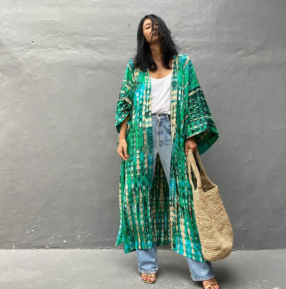 Tie Dye Maxi Kimono Cover-Up