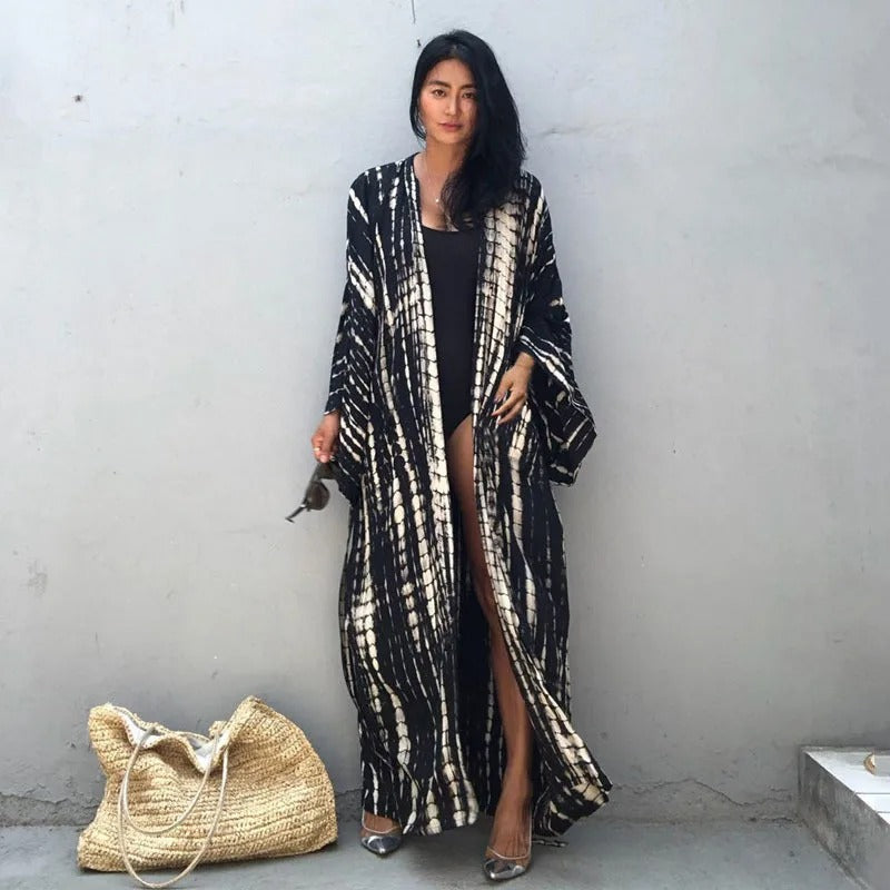 Tie Dye Maxi Kimono Cover-Up
