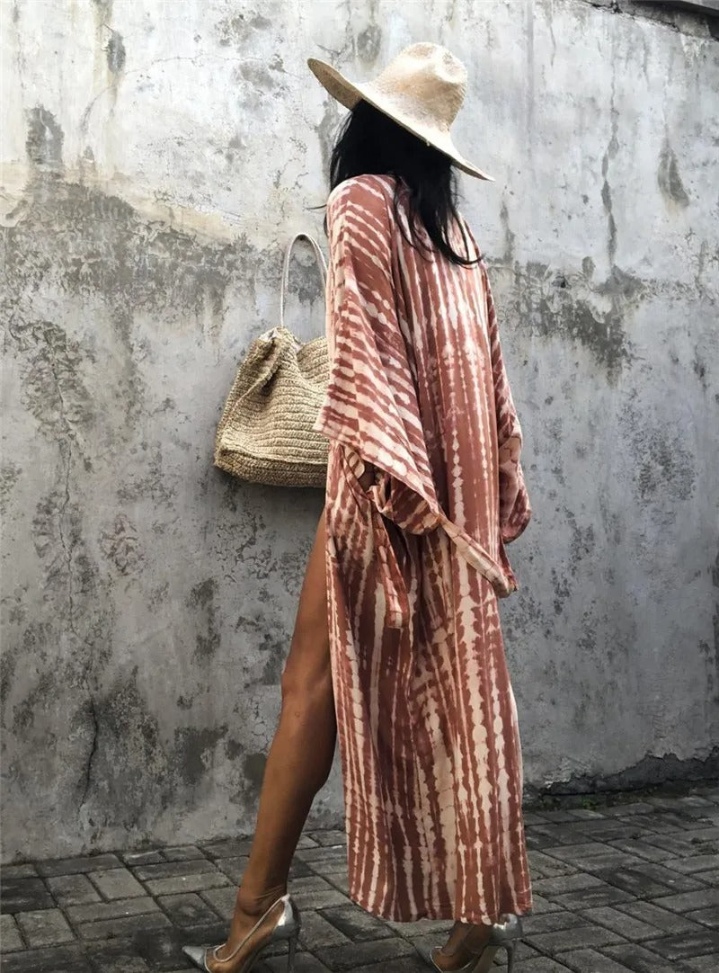 Tie Dye Maxi Kimono Cover-Up