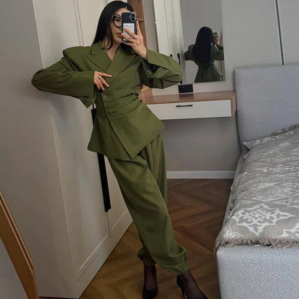 Olive Green Blazer Jogger Set