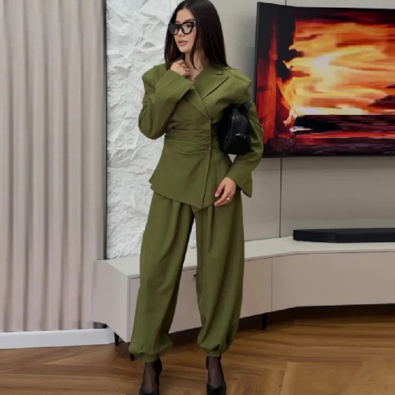 Olive Green Blazer Jogger Set