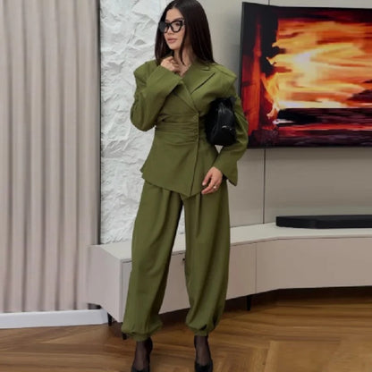 Olive Green Blazer Jogger Set