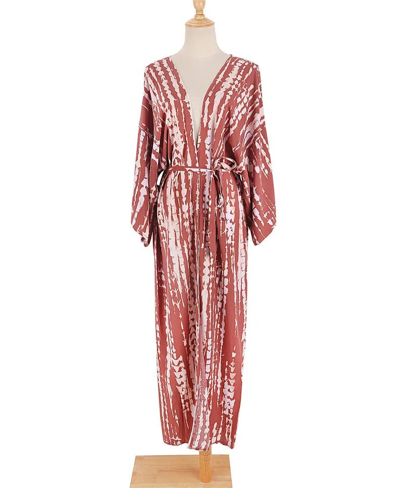 Tie Dye Maxi Kimono Cover-Up