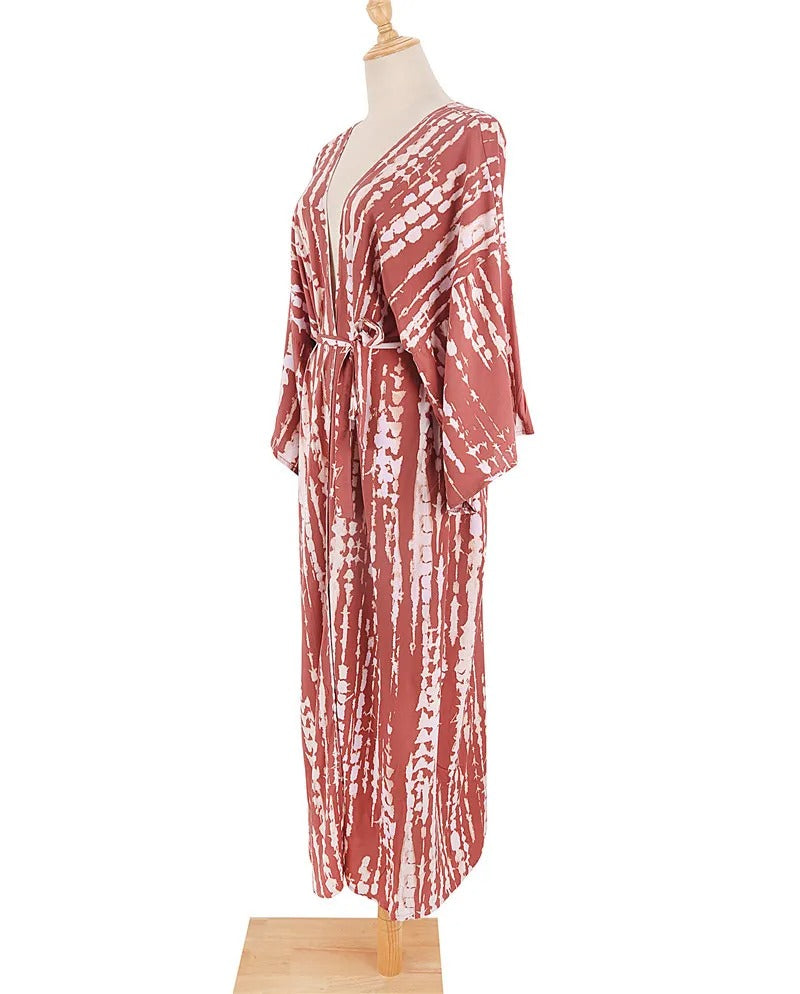 Tie Dye Maxi Kimono Cover-Up