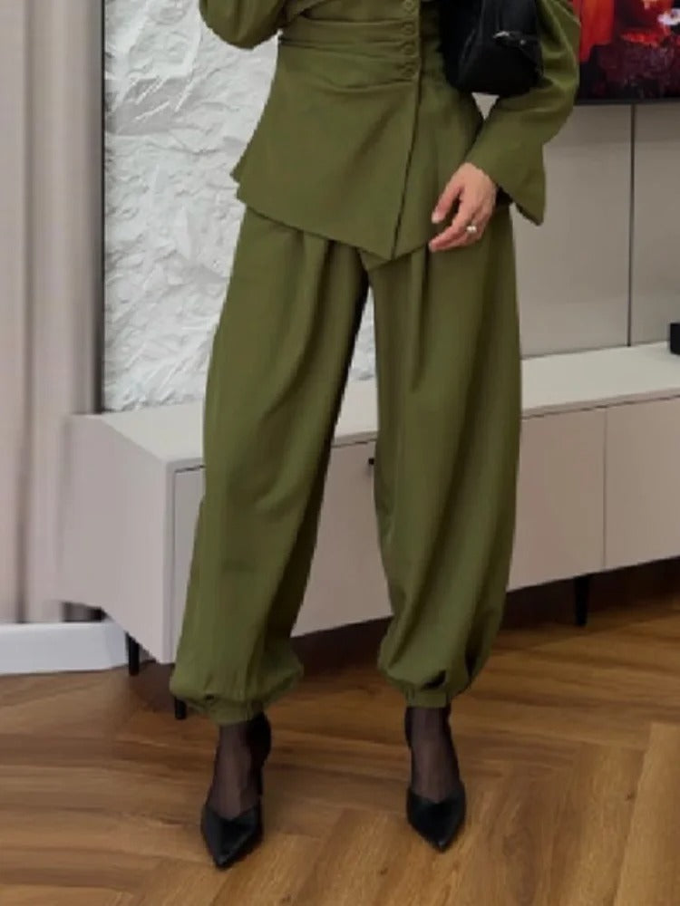 Olive Green Blazer Jogger Set