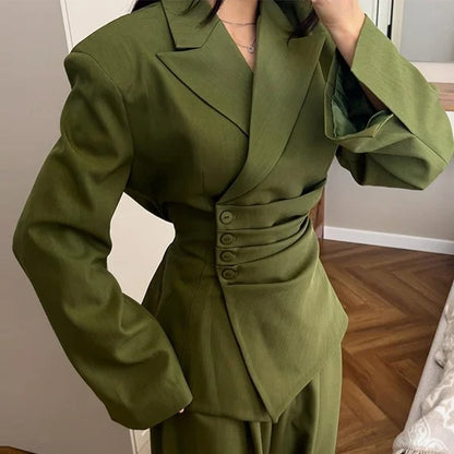 Olive Green Blazer Jogger Set