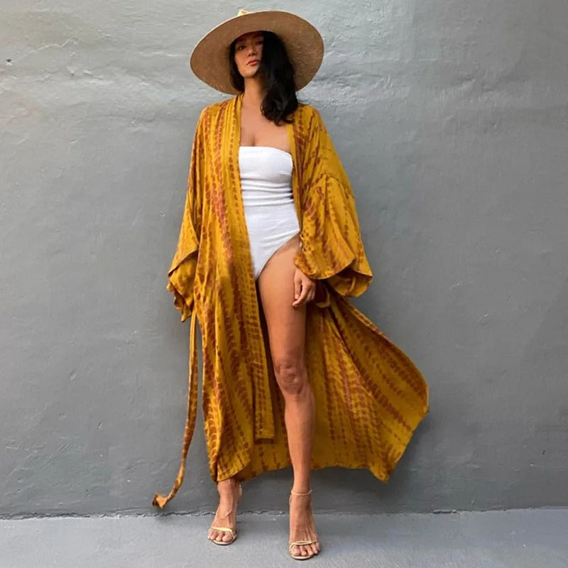 Tie Dye Maxi Kimono Cover-Up